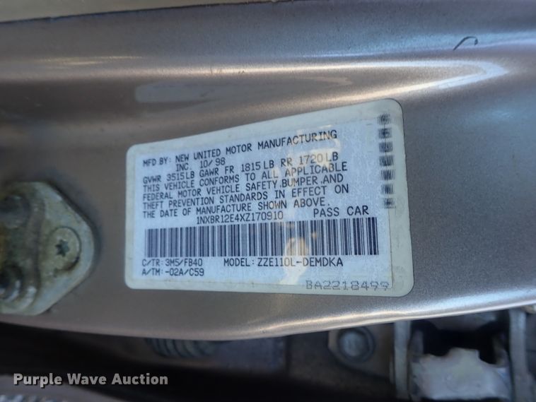 image for item DC3354 1999 Toyota Corolla