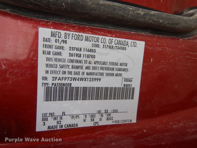 image for item DE4322 1998 Ford Crown Victoria