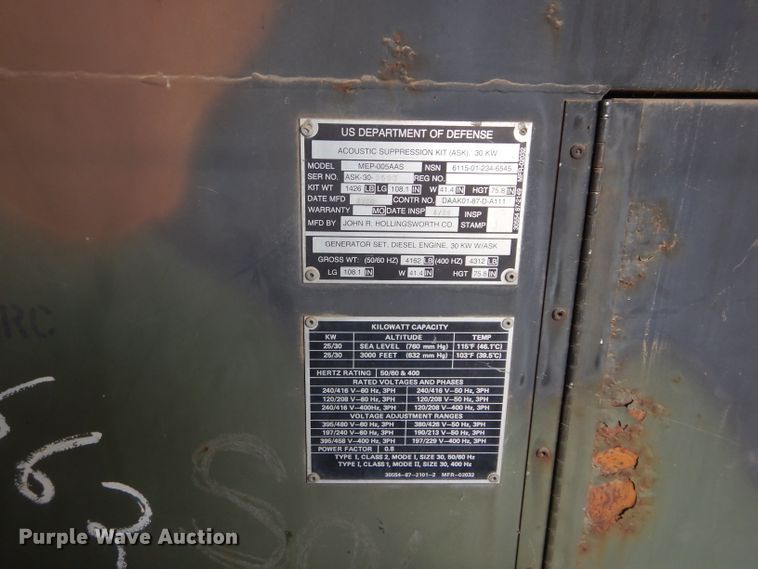 image for item DH3713 Us Department Of Defense MEP-005AAS generator