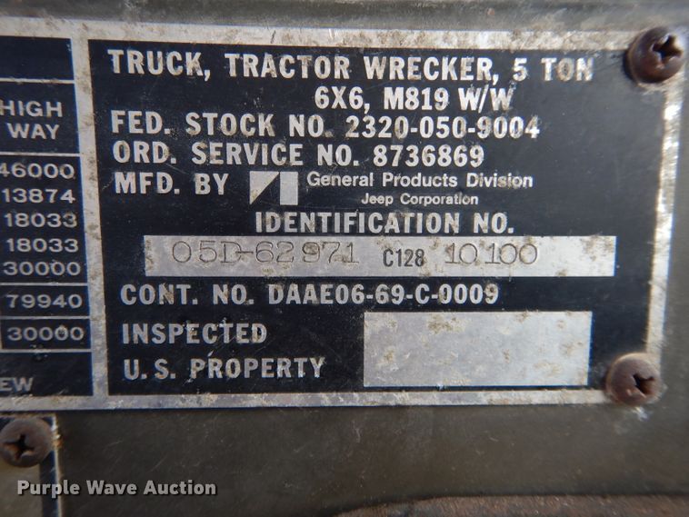 image for item DH3719 1971 Am General M819 tank truck