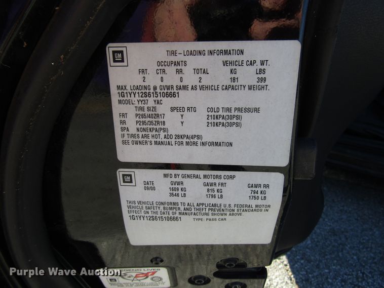 image for item DH8275 2001 Chevrolet Corvette