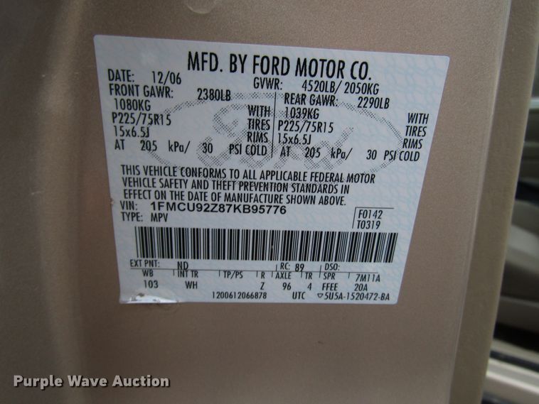 image for item DH8410 2007 Ford Escape SUV