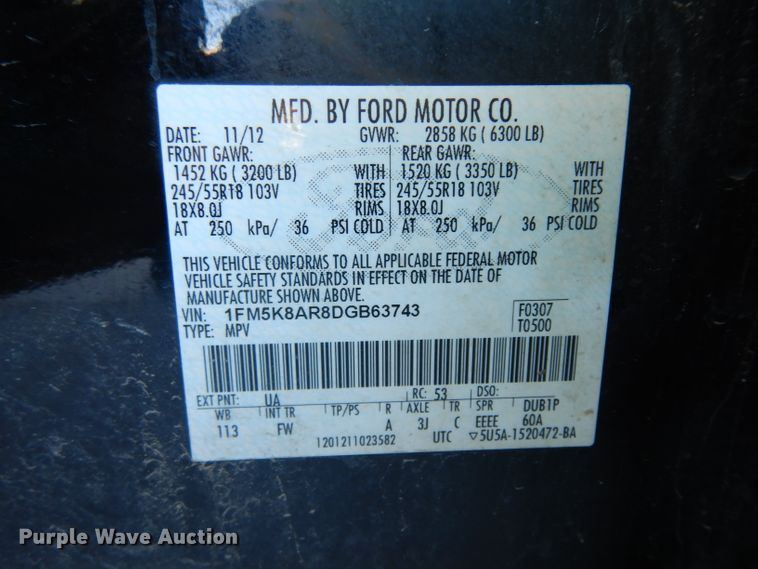 image for item ER9799 2013 Ford Explorer Police SUV