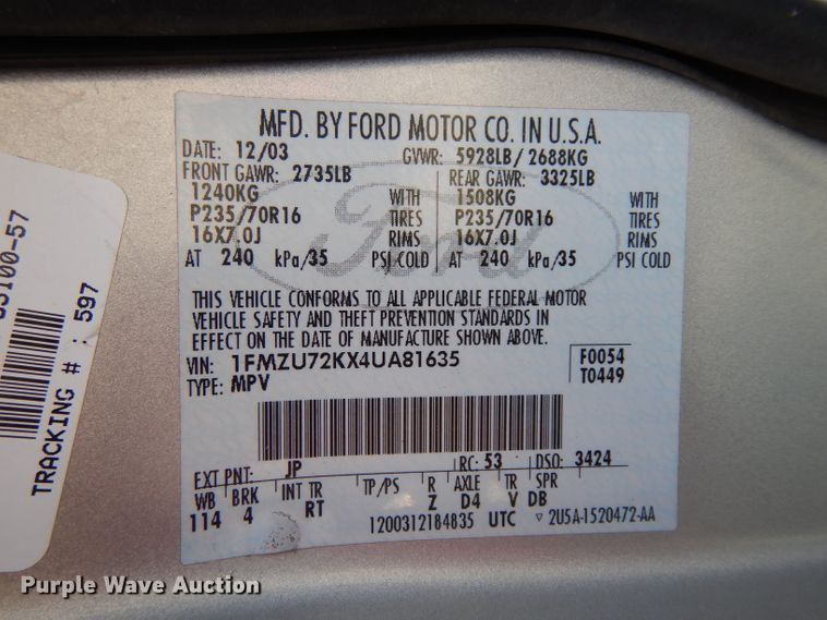 image for item ER9801 2004 Ford Explorer SUV