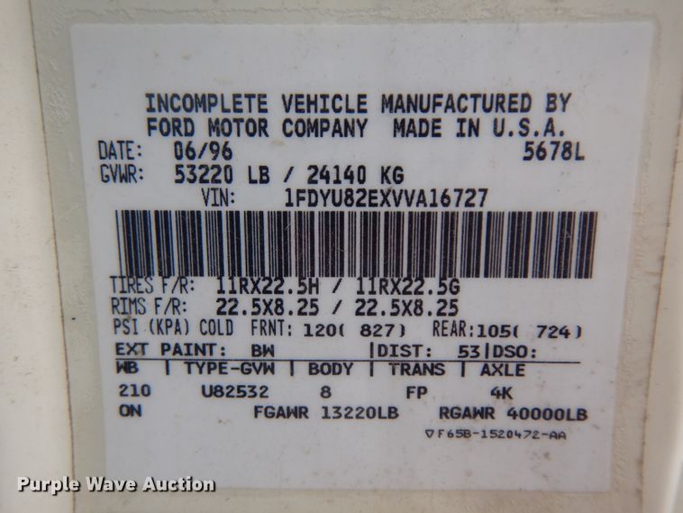 image for item ER9841 1997 Ford L8000 dump truck