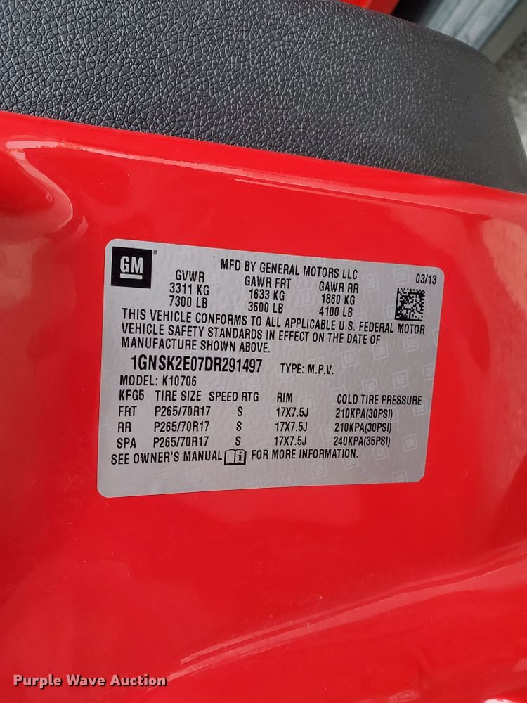 image for item GC9496 2013 Chevrolet Tahoe Police SUV