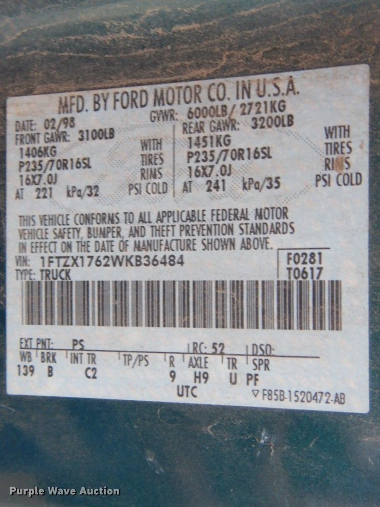 image for item GD9005 1998 Ford F150 SuperCab pickup truck