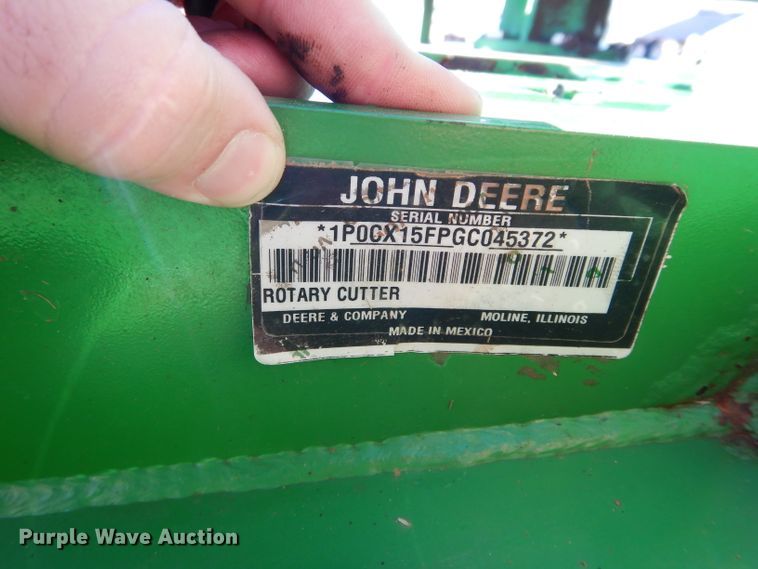 image for item GE9072 2016 John Deere CX15 batwing rotary mower