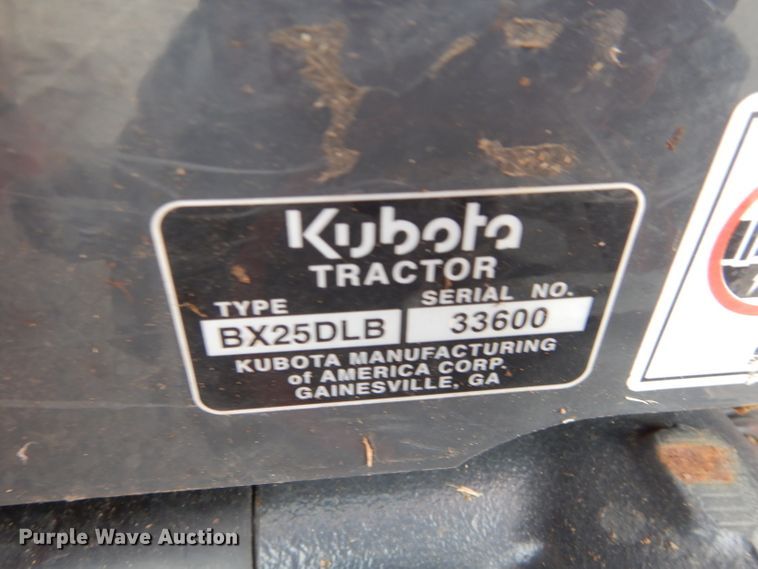 image for item DH3678 2016 Kubota BX25DLB MFWD tractor