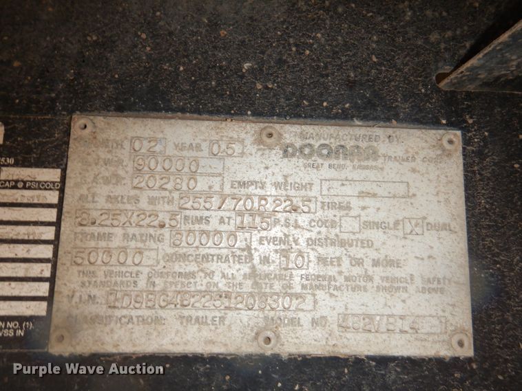 image for item DI0002 2005 Doonan 482VBNI4 drop deck trailer