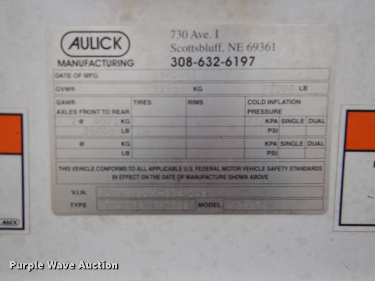 image for item DI0007 2017 Aulick 38672 live bottom silage trailer