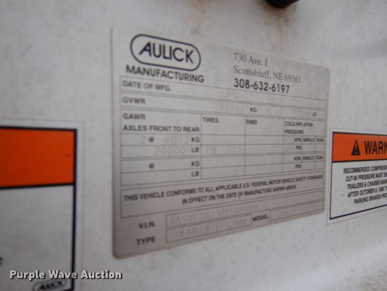 image for item DI0007 2017 Aulick 38672 live bottom silage trailer