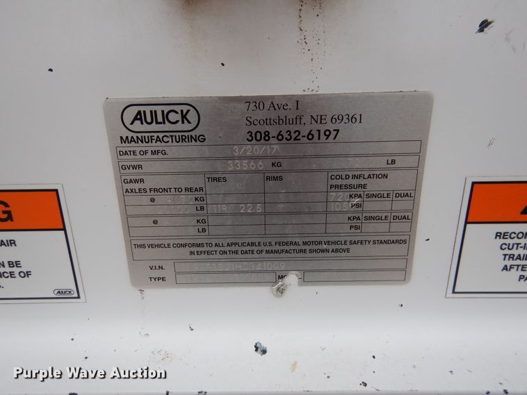 image for item DI0009 2017 Aulick 38672 live bottom silage trailer