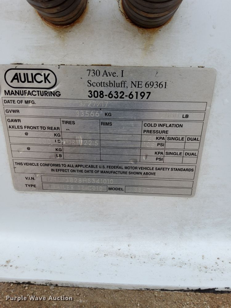 image for item DI0011 2017 Aulick 38672 live bottom silage trailer