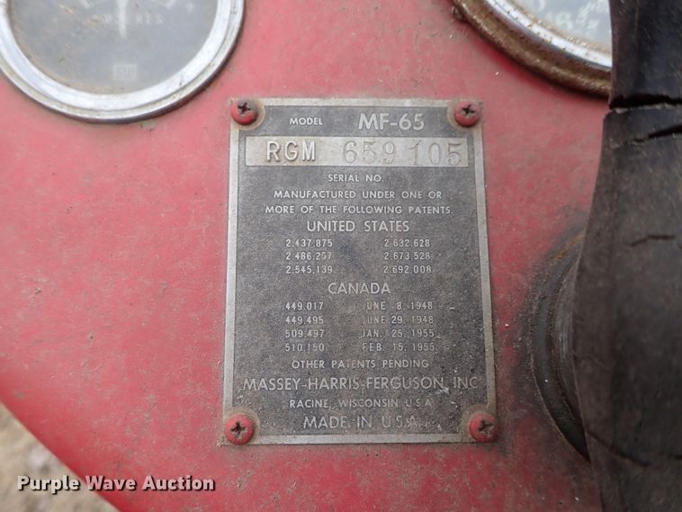 image for item FF9355 1958 Massey-Ferguson 65 tractor