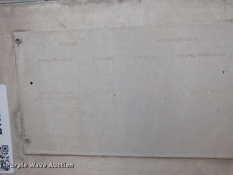 image for item DH2267 2006 Benson AF5244810250 flatbed trailer