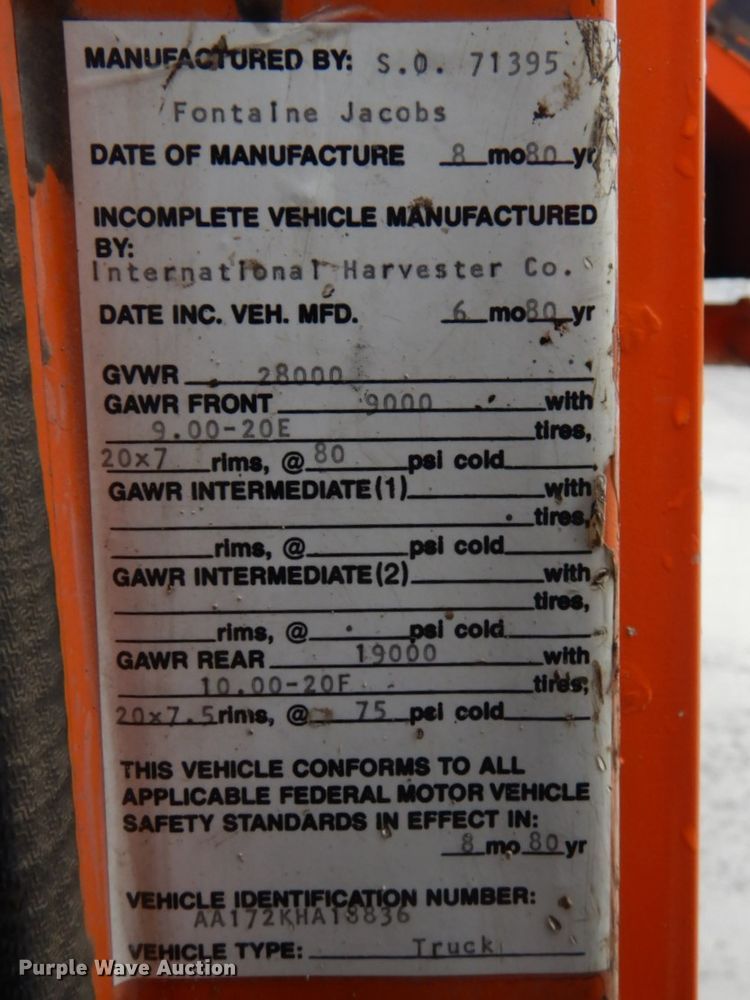 image for item DI2451 1980 International 1700 dump truck