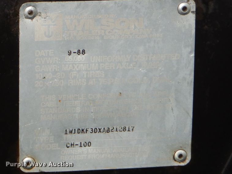 image for item GB9627 1989 Wilson Converta Hopper double hopper bottom grain trailer