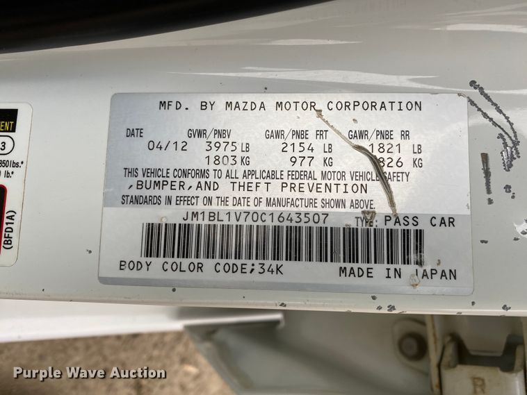 image for item DF6647 2012 Mazda Mazda 3