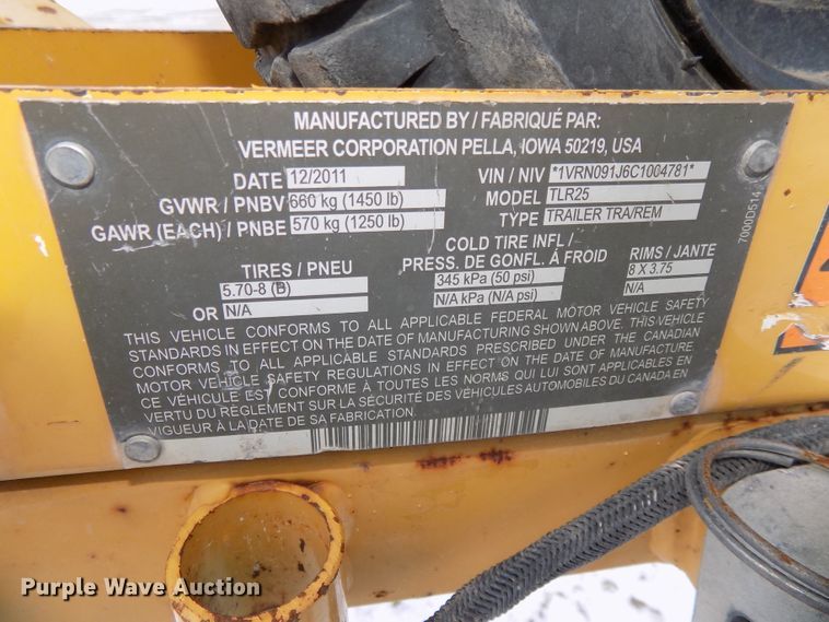 image for item DG2512 2012 Vermeer SC252 stump grinder with trailer