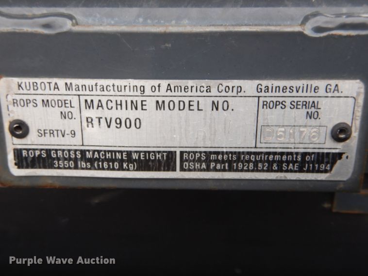 image for item DH6358 2013 Kubota 900XT utility vehicle