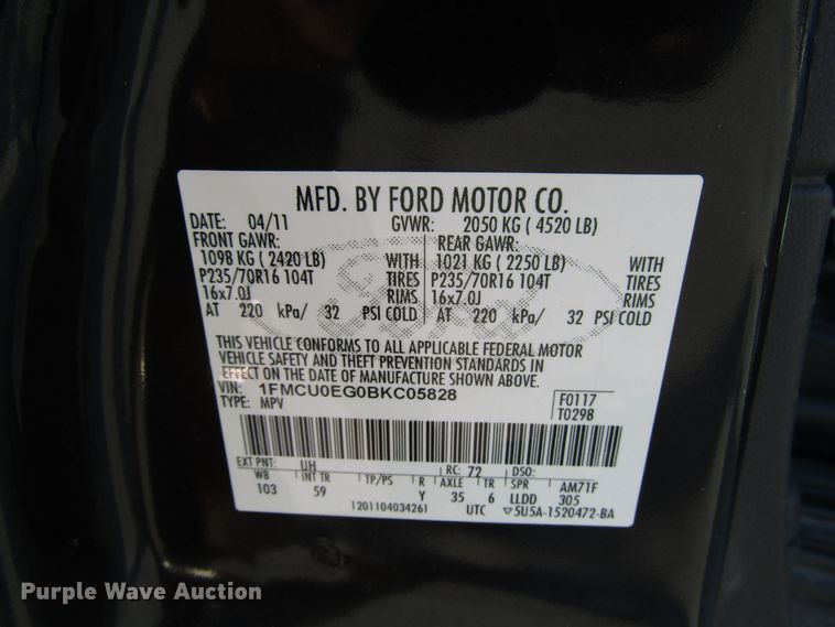 image for item DH8431 2011 Ford Escape Limited SUV