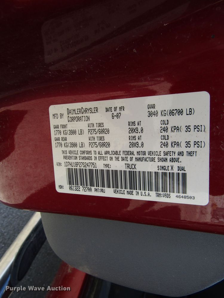 image for item DH8432 2007 Dodge Ram 1500 Quad Cab pickup truck