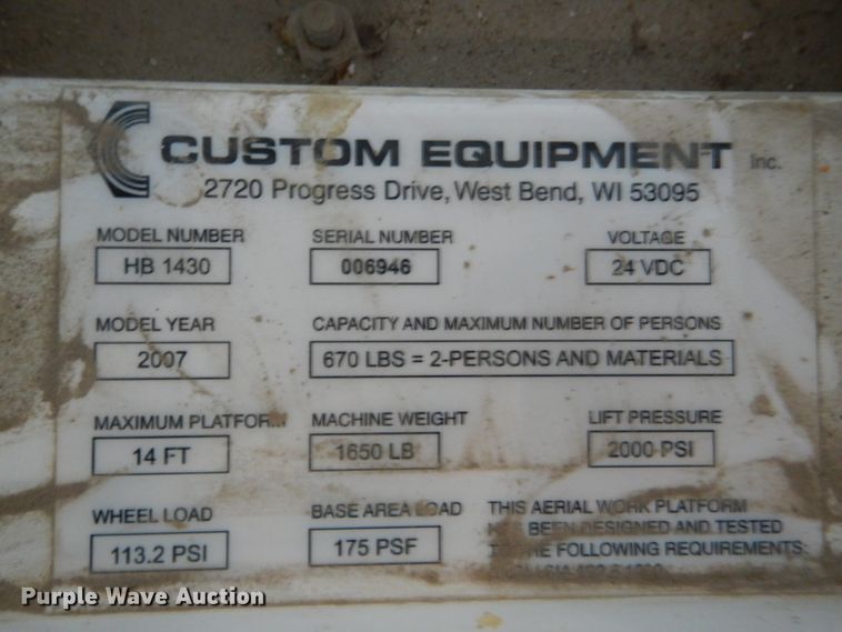 image for item DI2450 Custom Equipment HB1430 scissor lift