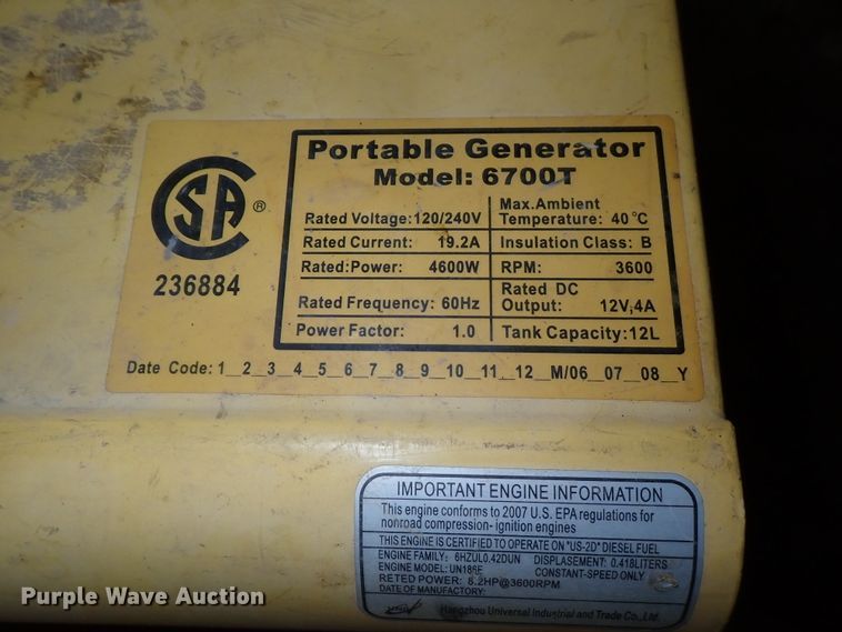 image for item FF9320 Mortox 6700T generator