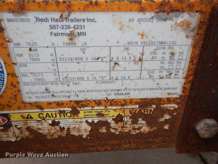 image for item FU9170 2011 Redi Haul equipment trailer