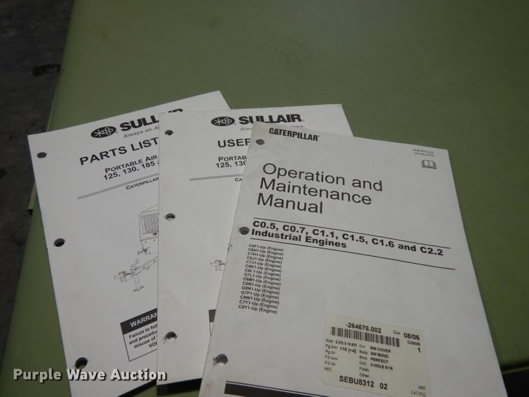 image for item FY9343 2015 Sullair 185 air compressor