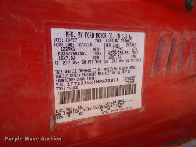 image for item GE9095 1998 Ford Ranger XLT pickup truck
