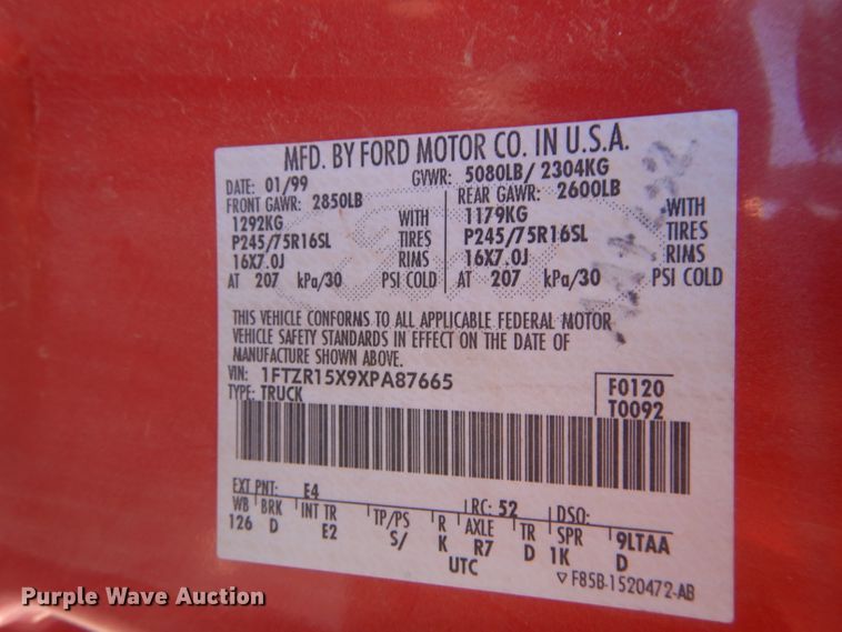 image for item GE9096 1999 Ford Ranger SuperCab pickup truck