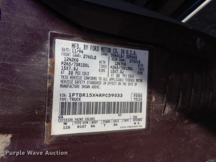 image for item GE9097 1994 Ford Ranger pickup truck