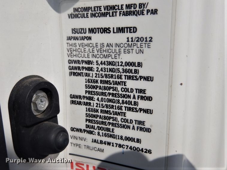 image for item GF9041 2012 Isuzu NPR refrigerated delivery truck