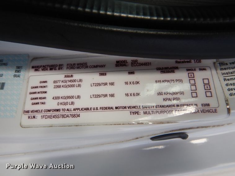 image for item GF9051 2008 Ford Econoline E450 camper