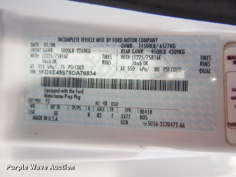 image for item GF9051 2008 Ford Econoline E450 camper