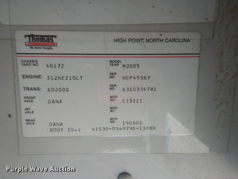 image for item GF9052 2005 Thomas Saf-T-Liner MVP EF school bus