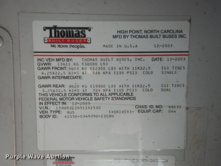 image for item GF9052 2005 Thomas Saf-T-Liner MVP EF school bus