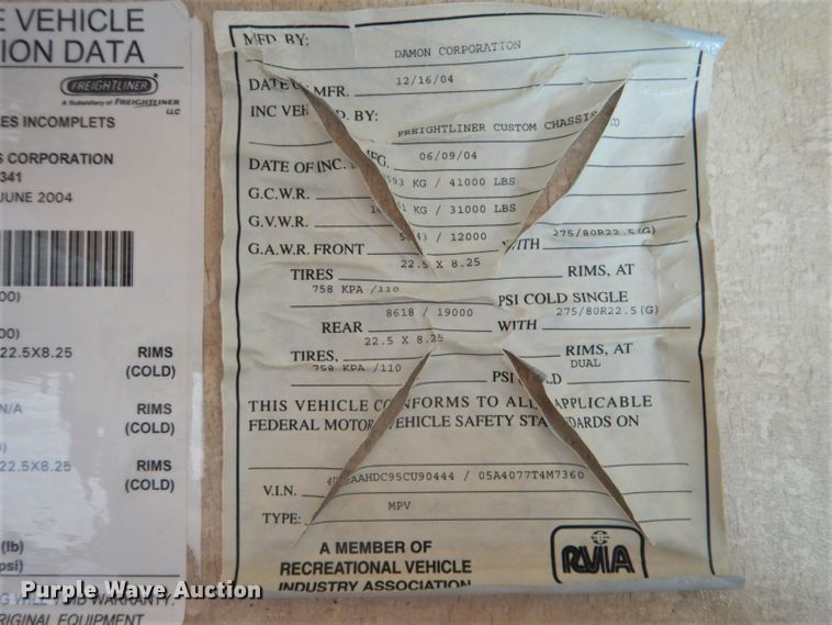 image for item GF9059 2005 Damon Tuscany RV