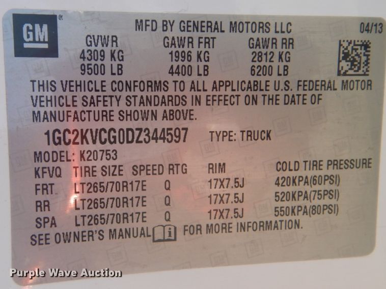 image for item GF9060 2013 Chevrolet Silverado 2500HD Ext. Cab pickup truck