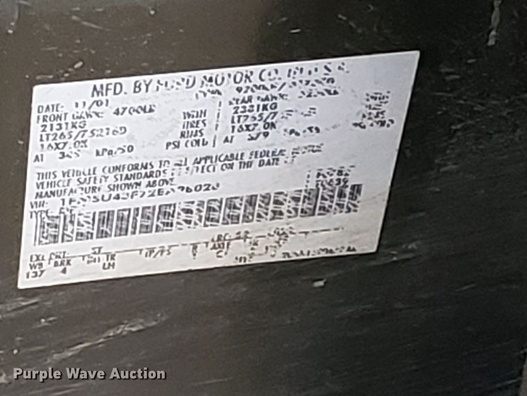 image for item GG9585 2002 Ford Excursion Limited SUV