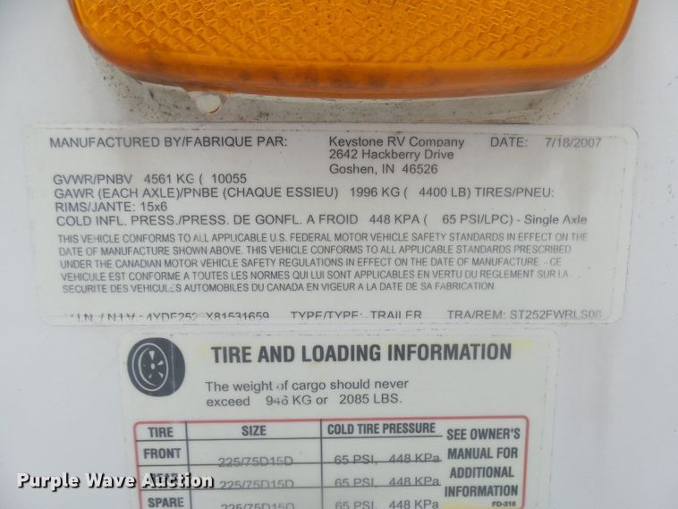 image for item GV9751 2008 Keystone 252RL camper