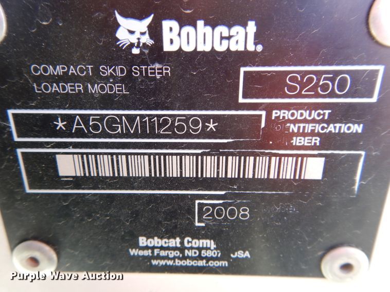 image for item DH4340 2008 Bobcat S250 skid steer
