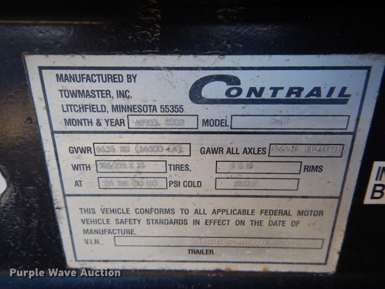 image for item DH4341 2002 Contrail C12 equipment trailer