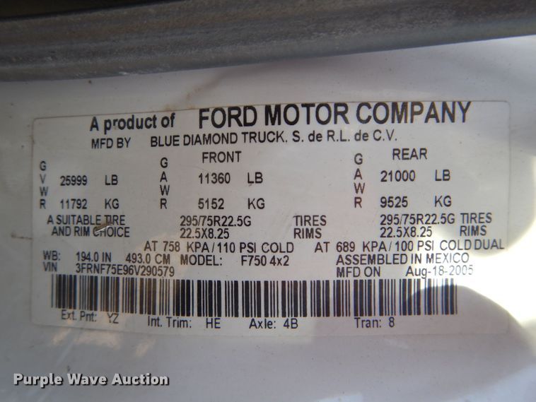 image for item DH4344 2006 Ford F750 Super Duty forestry bucket truck