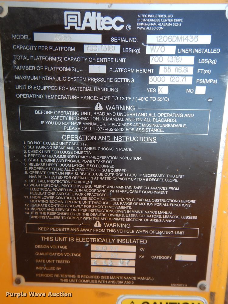 image for item DH4345 2007 Chevrolet C8500 bucket truck