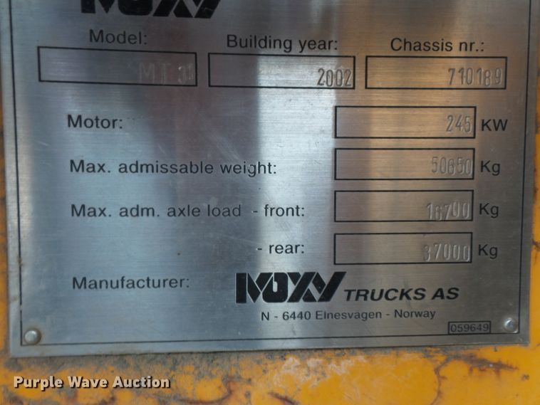 image for item DH7838 2002 Moxy MT31 articulated haul truck