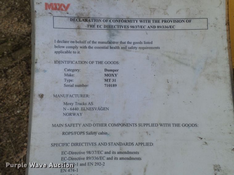 image for item DH7838 2002 Moxy MT31 articulated haul truck