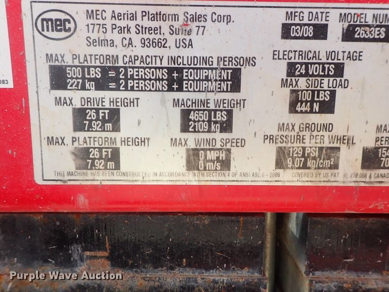 image for item GF9733 Mec 2633ES scissor lift